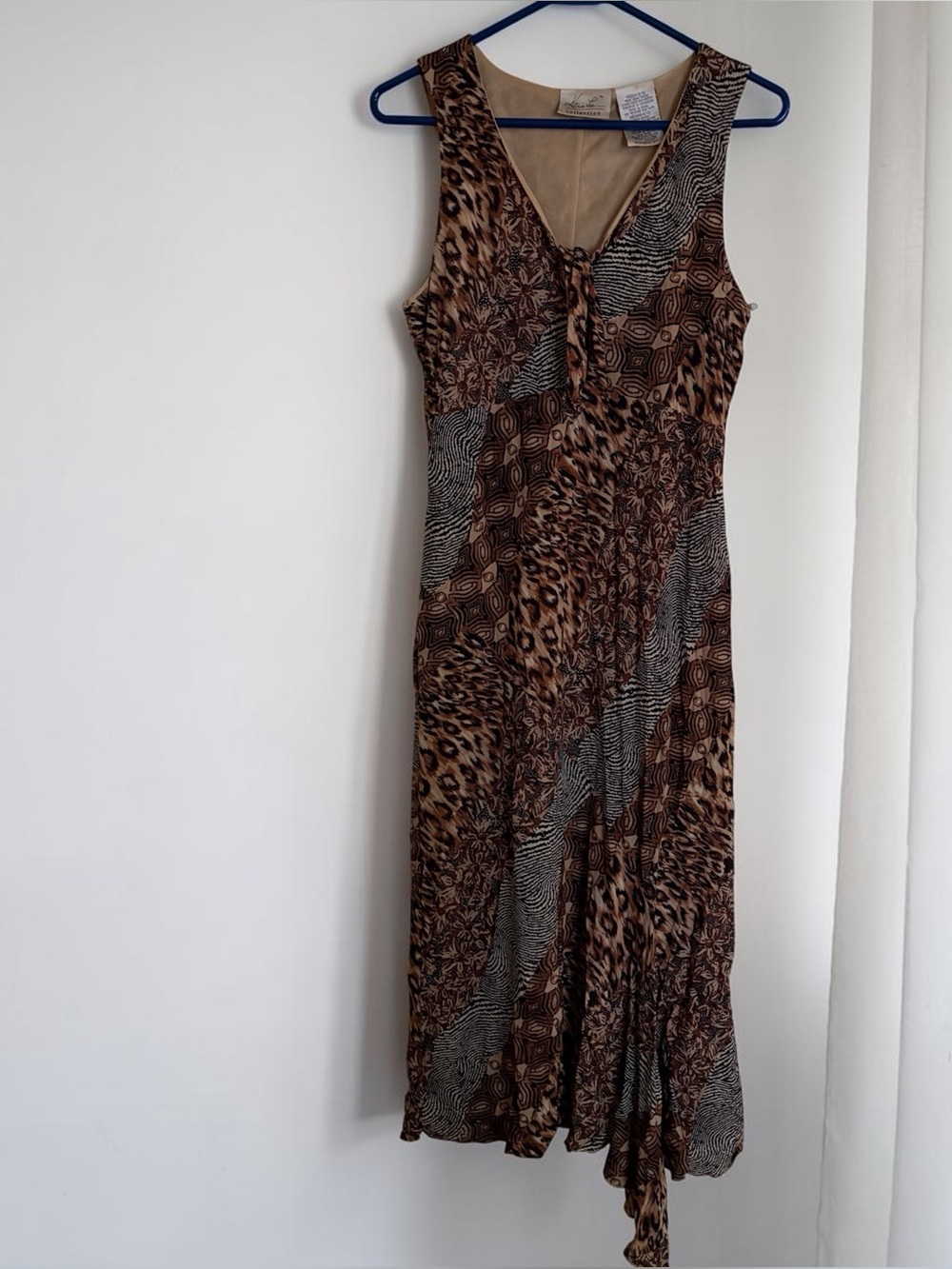 VTG Y2K Kathie Lee Leopard Zebra Floral Patchwork Indie Maxi Dress Size Medium